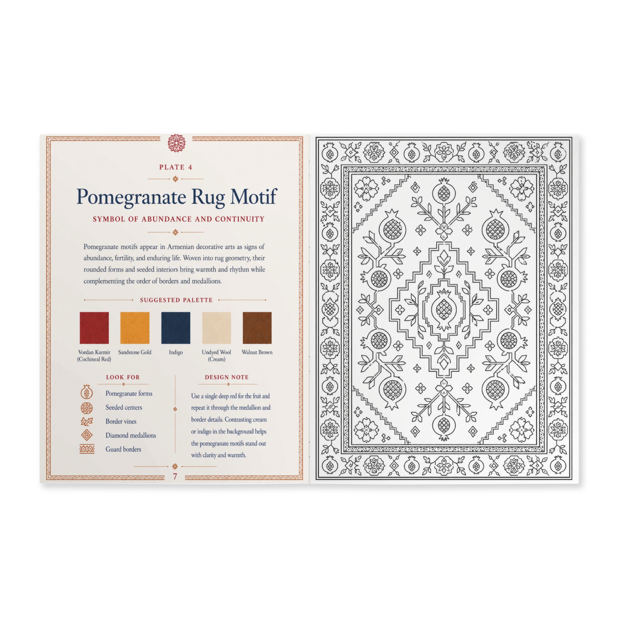 Heritage-inspired Armenian rug coloring book interior