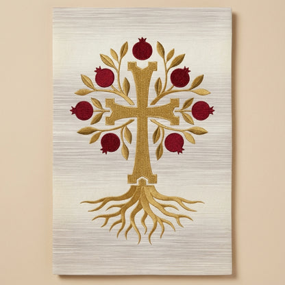 Pomegranate Tree of Life Cross Wall Art