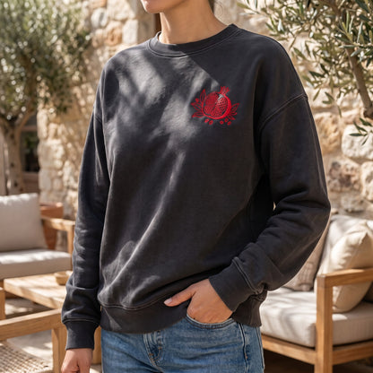 Pomegranate Embroidered Sweatshirt — Lifestyle (AI generated)