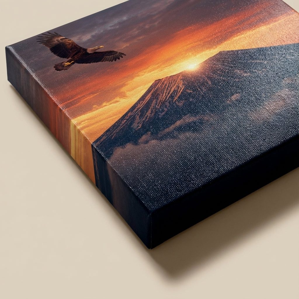 Eagle Over Mountain Canvas Art