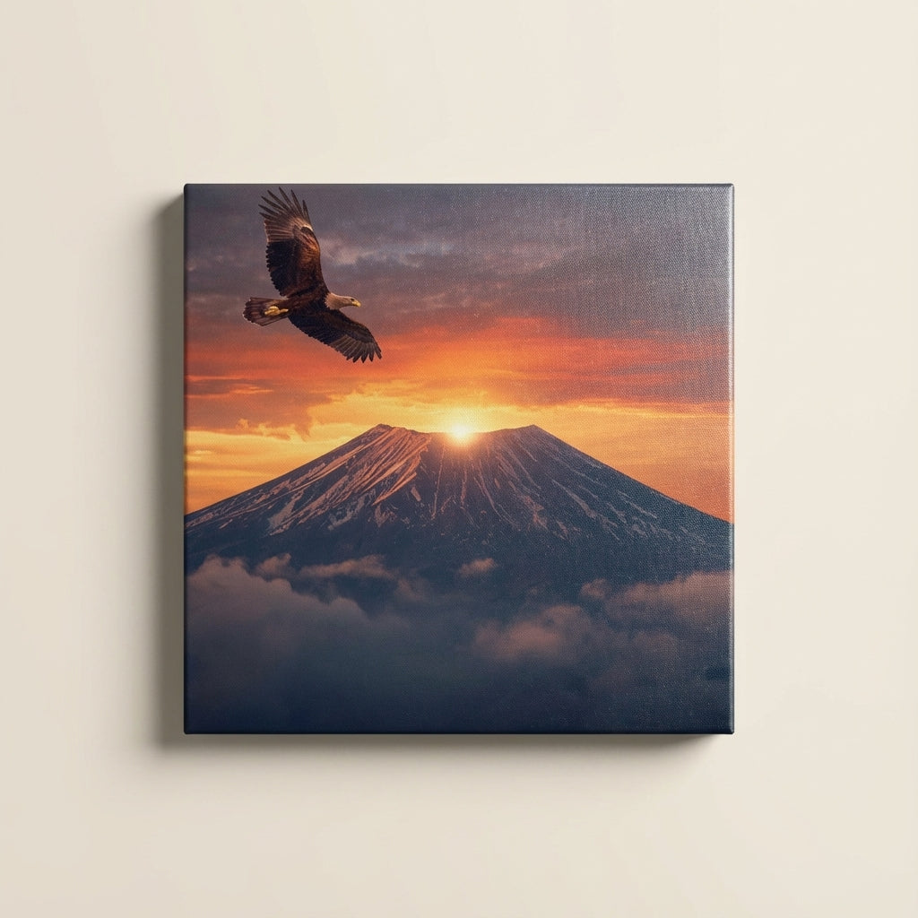 Eagle Over Mountain Canvas Art