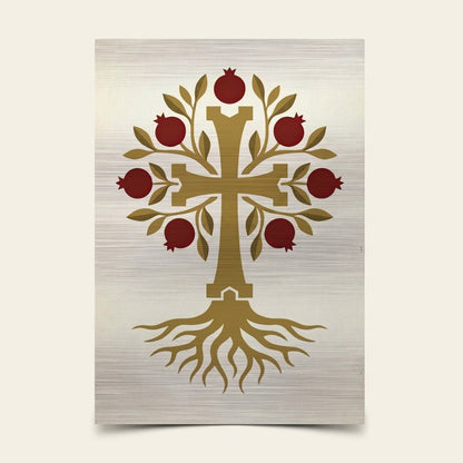 Pomegranate Tree of Life Cross Wall Art — Thumbnail (AI generated)